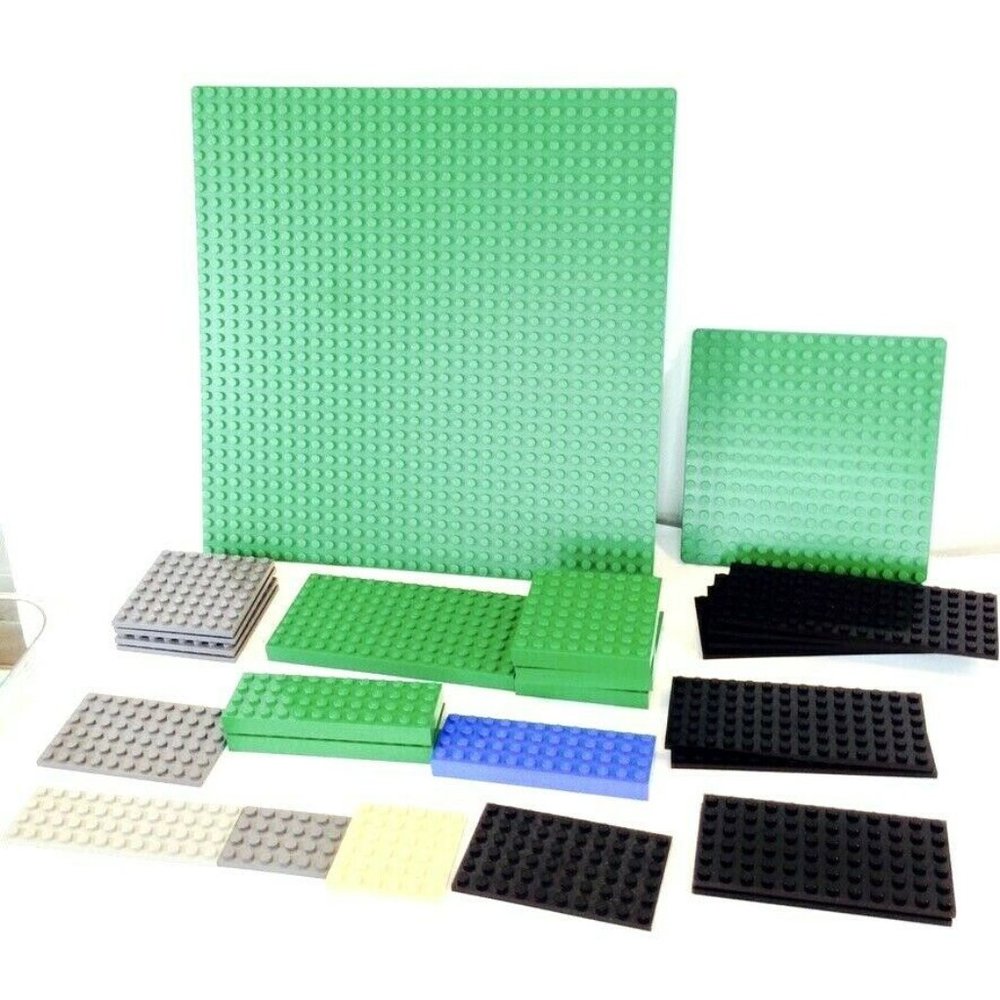 LEGO Lot of 26 Baseplates Green Blue Gray Black